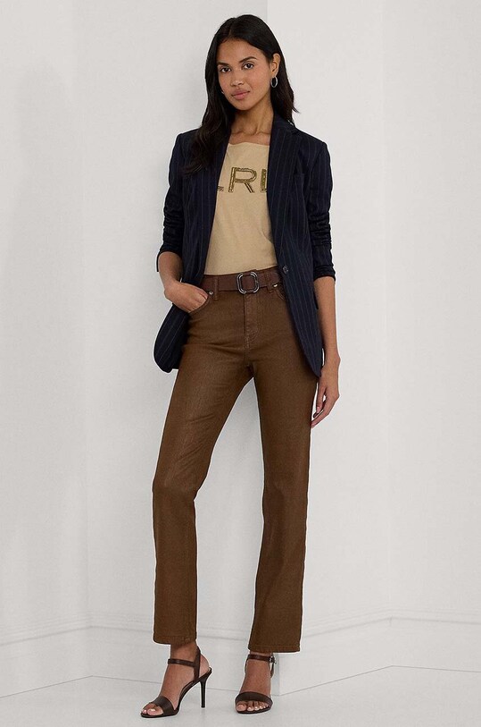Одежда Хлопковая футболка Lauren Ralph Lauren 200949864 бежевый