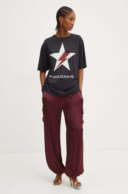 Pinko tricou din bumbac 101704.A292 negru AW24