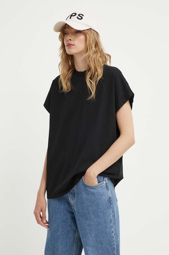 Won Hundred tricou din bumbac uni negru 3103.12071