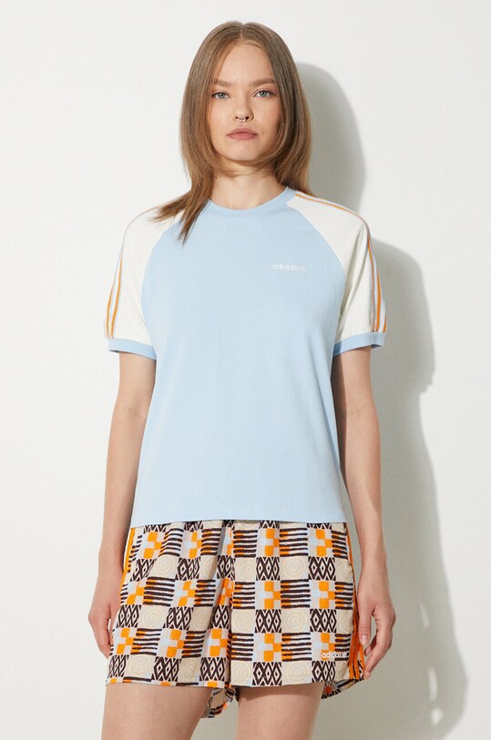 Bavlnené tričko adidas Originals 80s Tee modrá JD5761