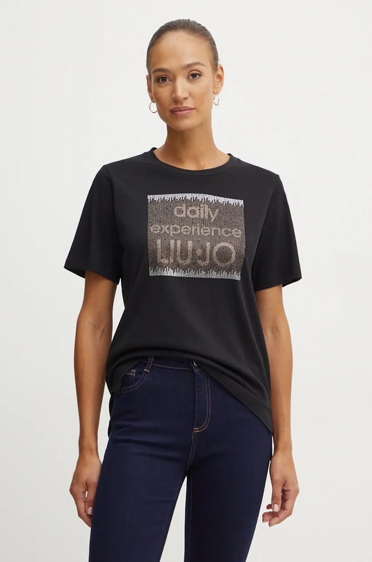 Tričko Liu Jo potisk černá TF4020.JS923