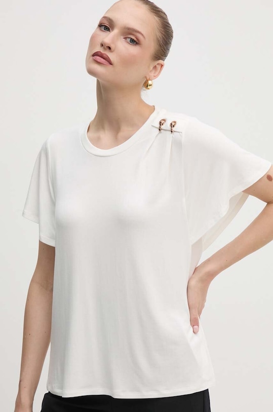 Liu Jo t-shirt z elastanem beżowy TF4094.JS360