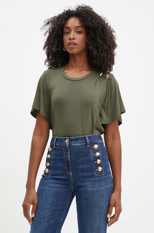 Liu Jo t-shirt z elastanem zielony TF4094.JS360