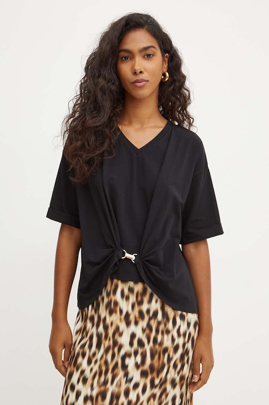 Liu Jo t-shirt z elastanem czarny TF4307.JS088