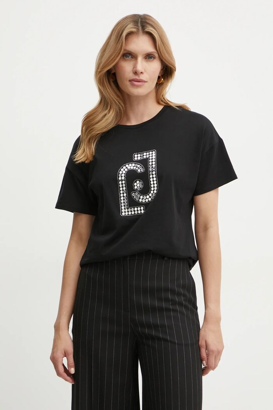 Liu Jo t-shirt bawełniany czarny WF4104.J5904
