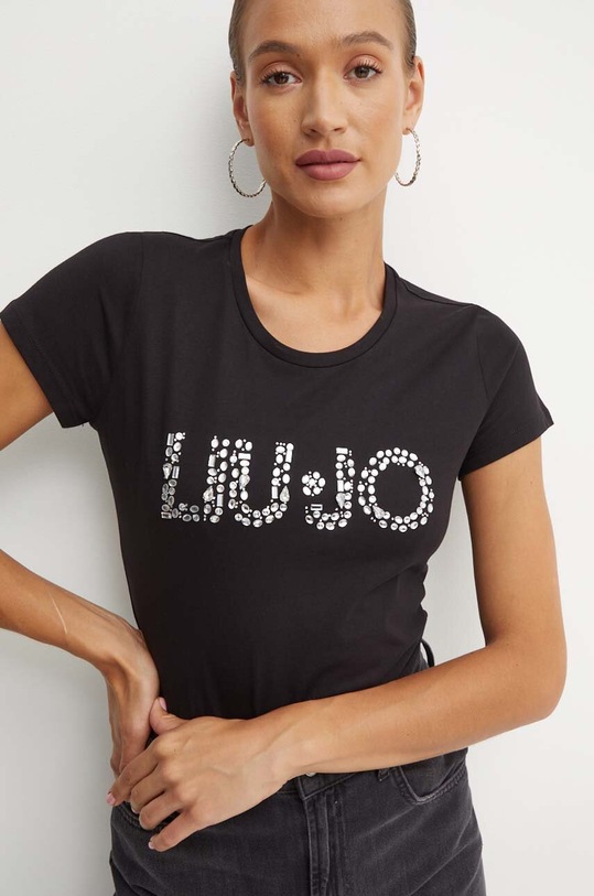 Bavlněné tričko Liu Jo černá WF4107.JS923