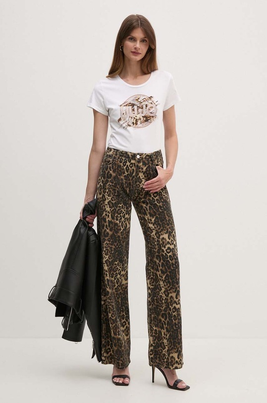 Liu Jo t-shirt bawełniany WF4178.JS923 beżowy AW24