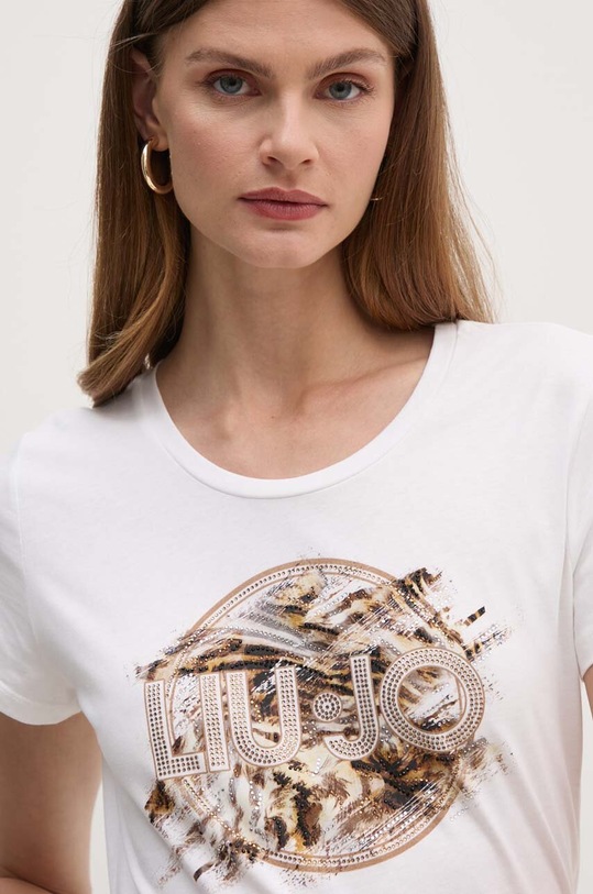 Liu Jo t-shirt bawełniany beżowy WF4178.JS923
