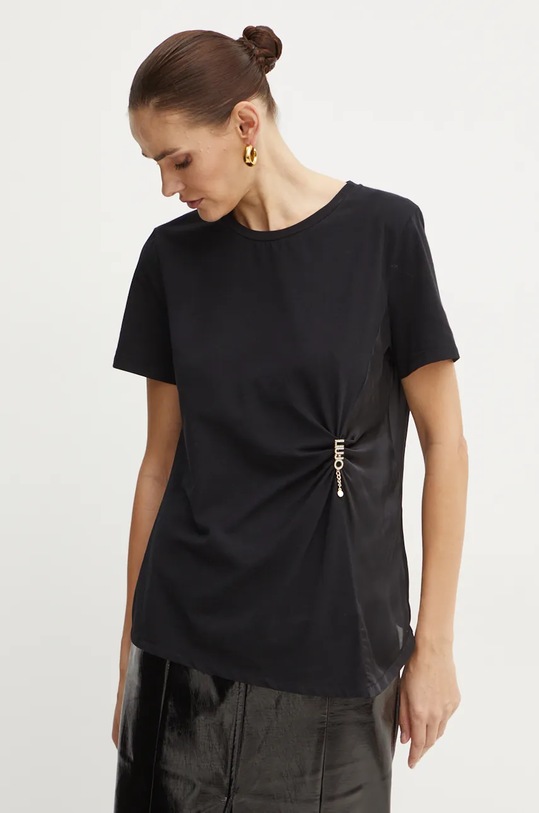 Tričko Liu Jo nášivka čierna WF4181.J5003