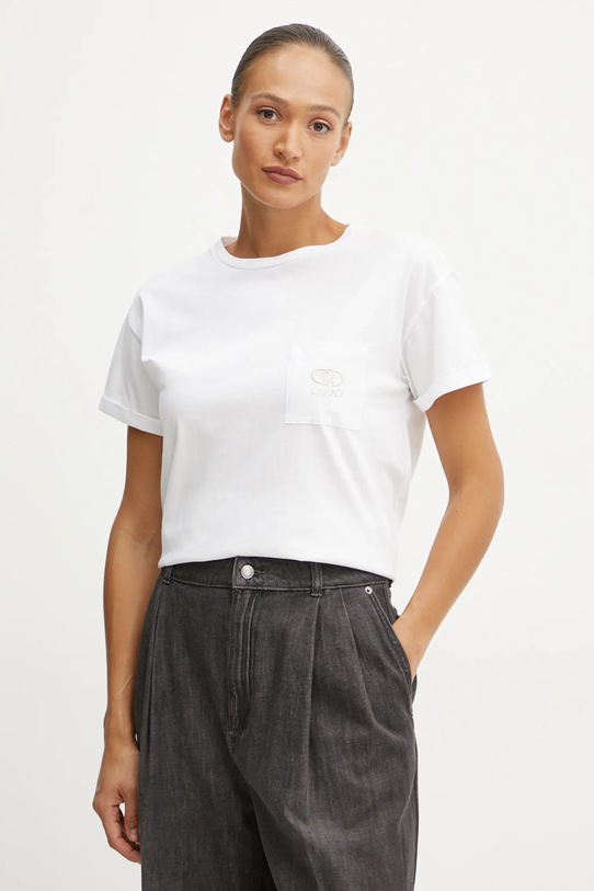 Liu Jo tricou din bumbac imprimeu alb WF4284.J5904