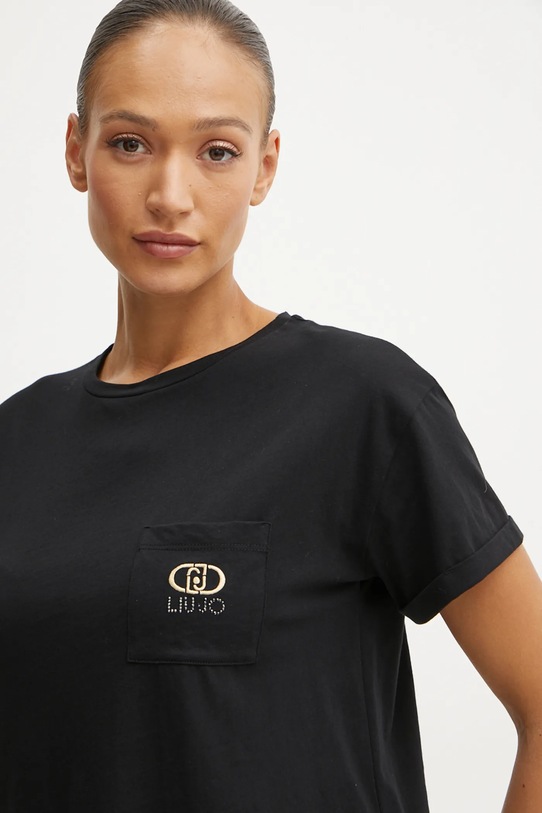 Liu Jo t-shirt bawełniany regular czarny WF4284.J5904