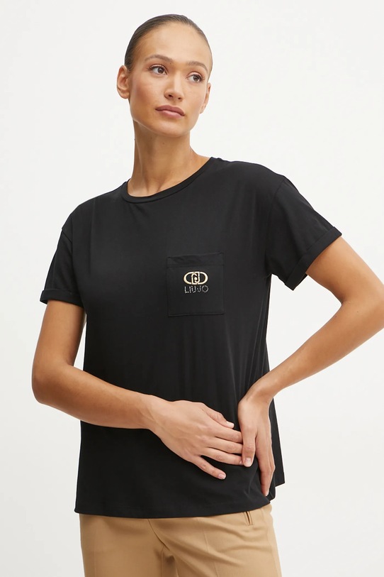 Liu Jo t-shirt bawełniany czarny WF4284.J5904