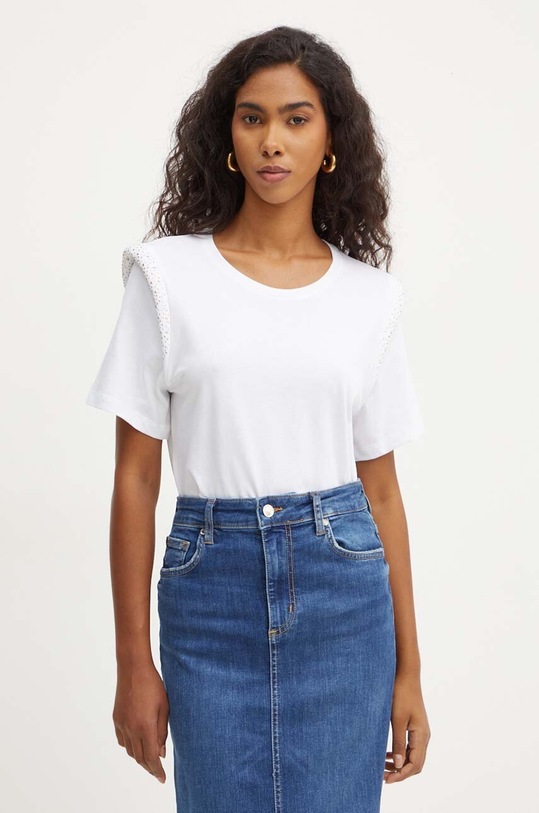 Liu Jo tricou din bumbac imprimeu alb WF4495.J6308