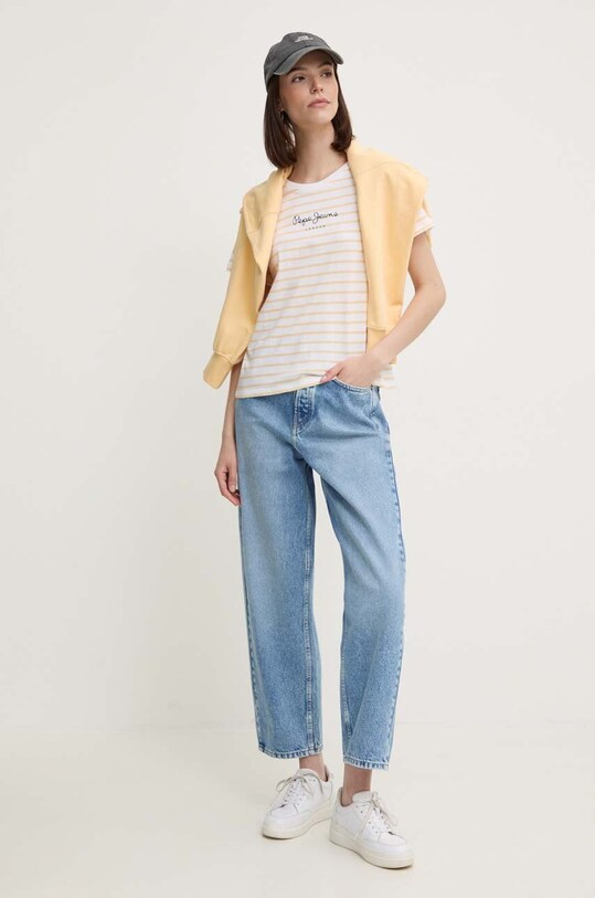 Бавовняна футболка Pepe Jeans ELBA PL505876 жовтий SS25