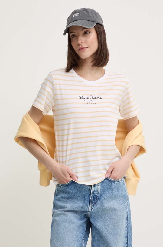 Pepe Jeans t-shirt bawełniany ELBA żółty PL505876