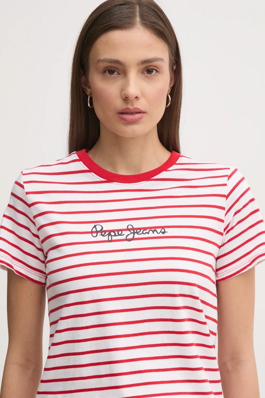 Хлопковая футболка Pepe Jeans ELBA красный PL505876