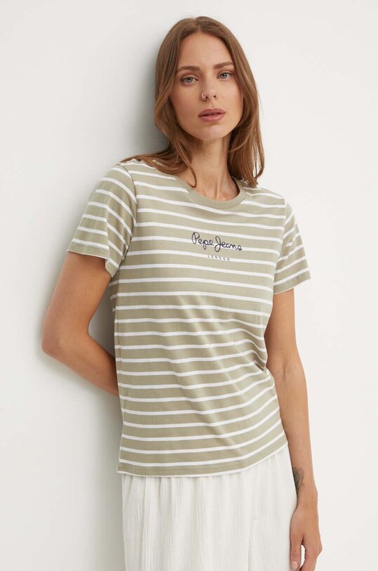 Pepe Jeans tricou din bumbac ELBA curele verde PL505876