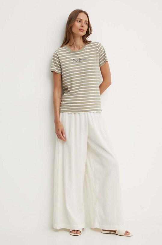 Pepe Jeans tricou din bumbac ELBA PL505876 verde SS25