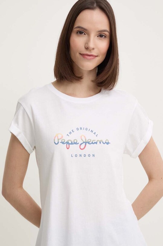 Pepe Jeans tricou din bumbac EVETTE print alb PL505880