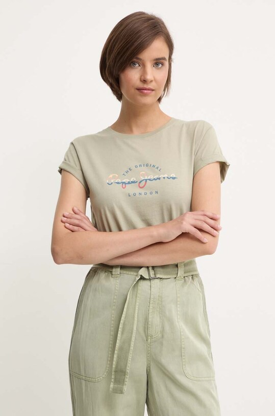 Бавовняна футболка Pepe Jeans EVETTE зелений PL505880