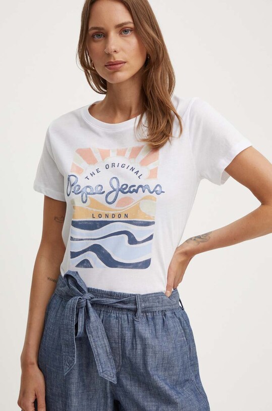 Бавовняна футболка Pepe Jeans ESHA білий PL505885