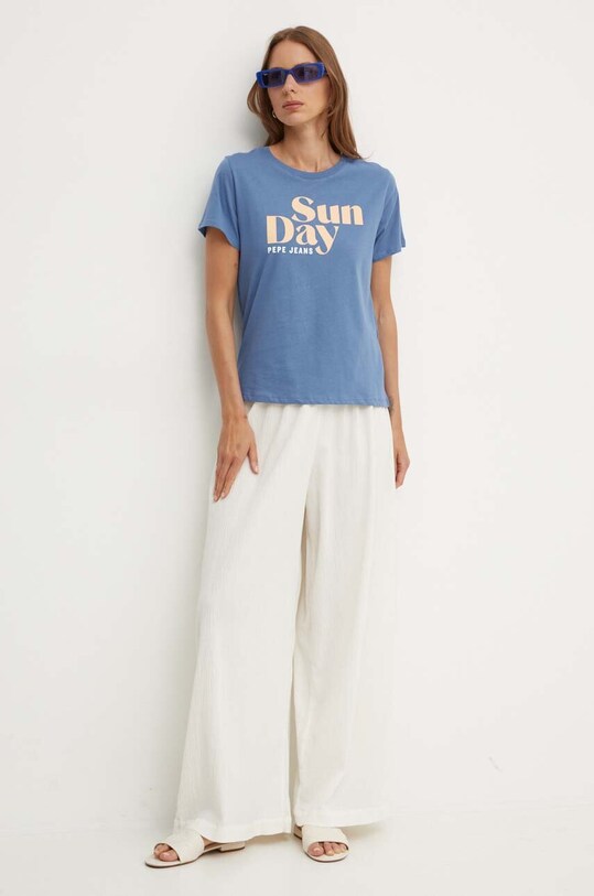 Pepe Jeans tricou din bumbac EFFIE PL505886 albastru AW24