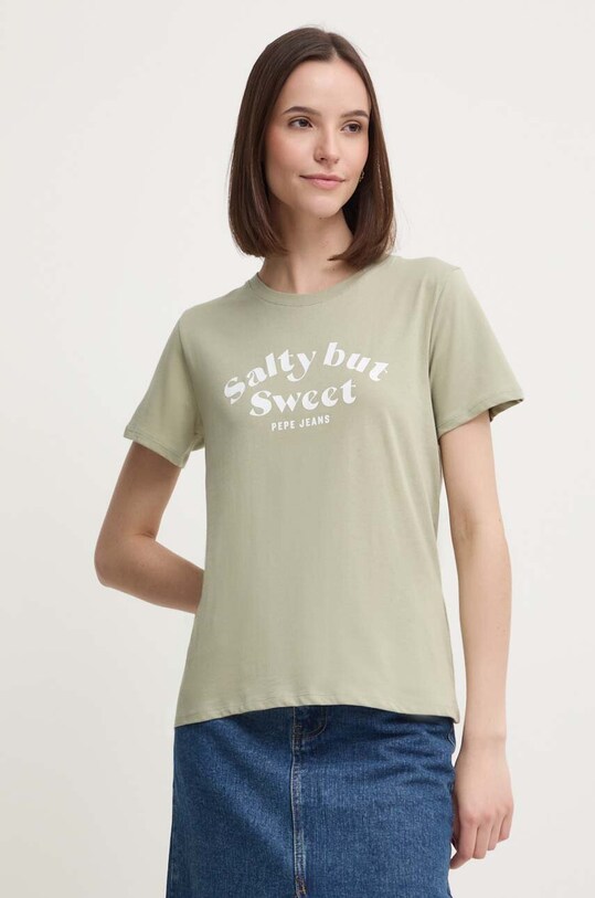 Хлопковая футболка Pepe Jeans EFFIE PL505886 зелёный AW24