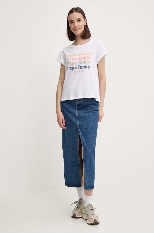 Pepe Jeans t-shirt bawełniany EILEEN PL505894 biały AW24