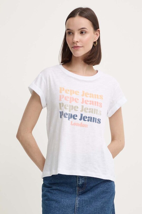 Pepe Jeans tricou din bumbac EILEEN alb PL505894
