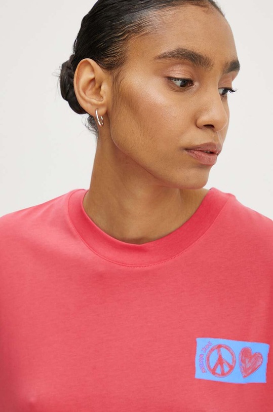 Bavlněné tričko Moschino Jeans růžová 0705.8237