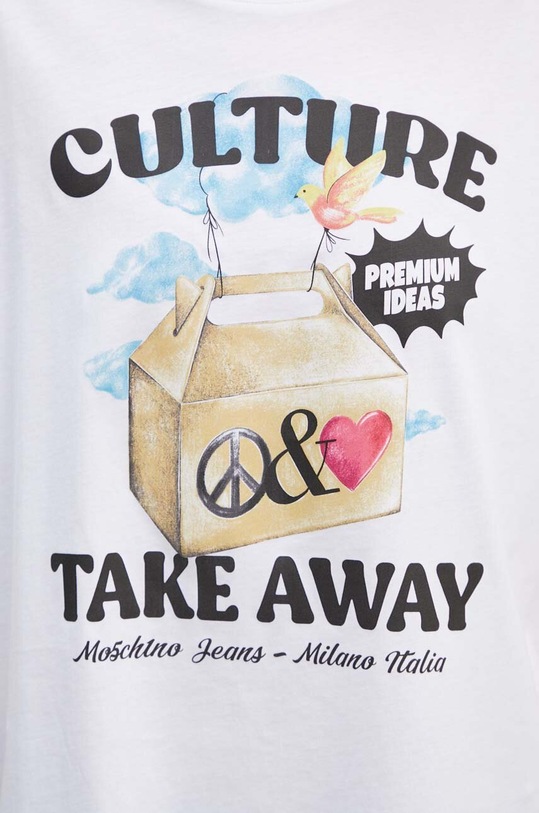 Moschino Jeans pamut póló 0708.8237 fehér