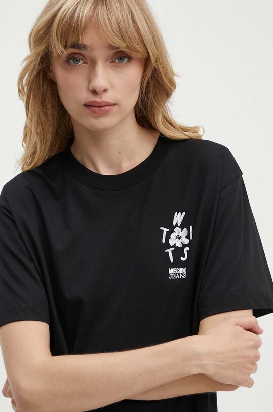 Moschino Jeans t-shirt bawełniany czarny 0710.8237