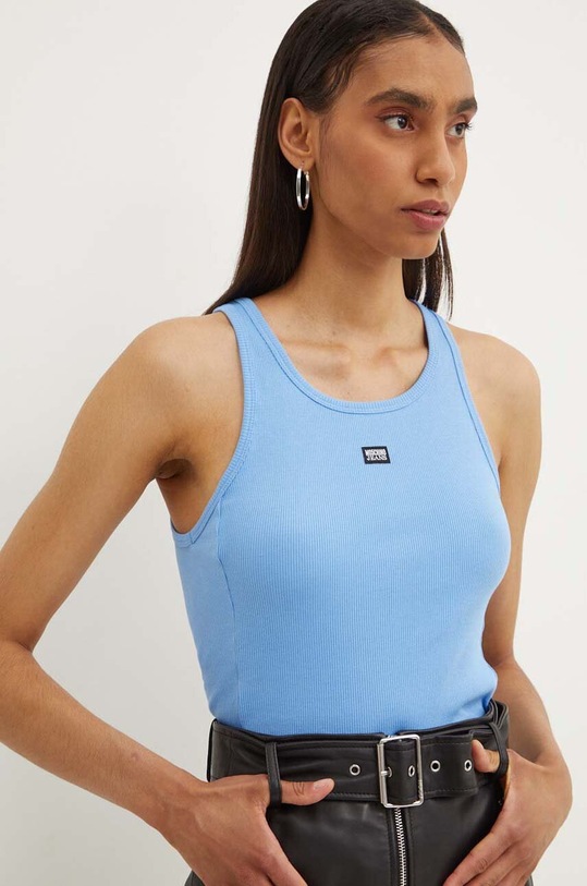 Moschino Jeans top din bumbac uni albastru 0807.8236