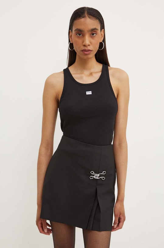 Bavlněný top Moschino Jeans hladký černá 0807.8236