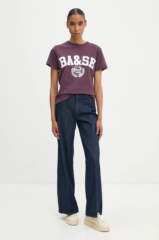 BA&SH t-shirt bawełniany 1H24IONI fioletowy AW24