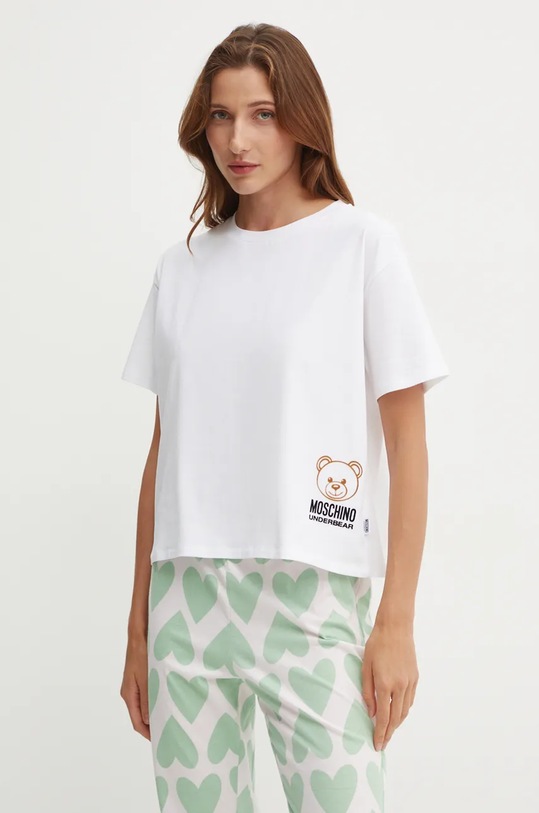Μπλουζάκι lounge Moschino Underwear στάμπα λευκό A0701.4406