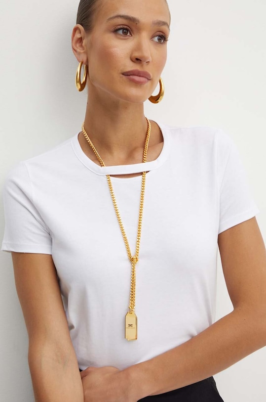 Bavlněné tričko Elisabetta Franchi MA00946E2 bílá