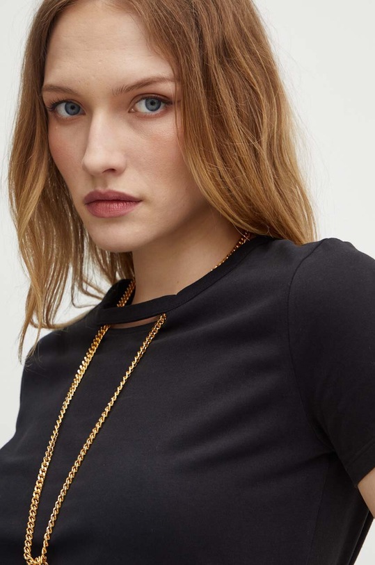 Elisabetta Franchi tricou din bumbac negru MA00946E2