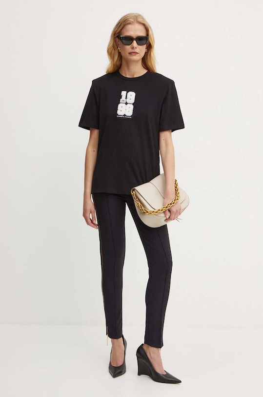 Bavlněné tričko Elisabetta Franchi MA01346E2 černá AW24