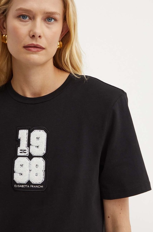 Bavlněné tričko Elisabetta Franchi černá MA01346E2
