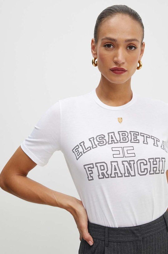 Elisabetta Franchi t-shirt in cotone bianco MA01546E2