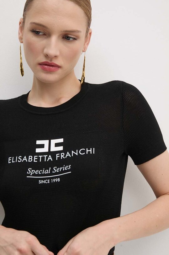 Elisabetta Franchi pulover subtiri negru MK81Q46E2