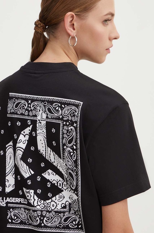 Karl Lagerfeld Jeans t-shirt bawełniany nadruk czarny 245J1705