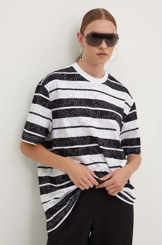 Karl Lagerfeld Jeans tricou din bumbac curele negru 245J1706