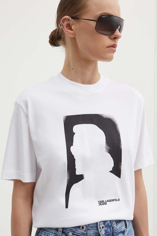 Karl Lagerfeld Jeans t-shirt bawełniany nadruk biały 245J1711