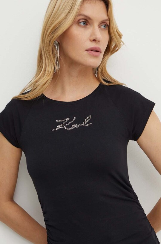 Karl Lagerfeld t-shirt aplikacja czarny 245W1700