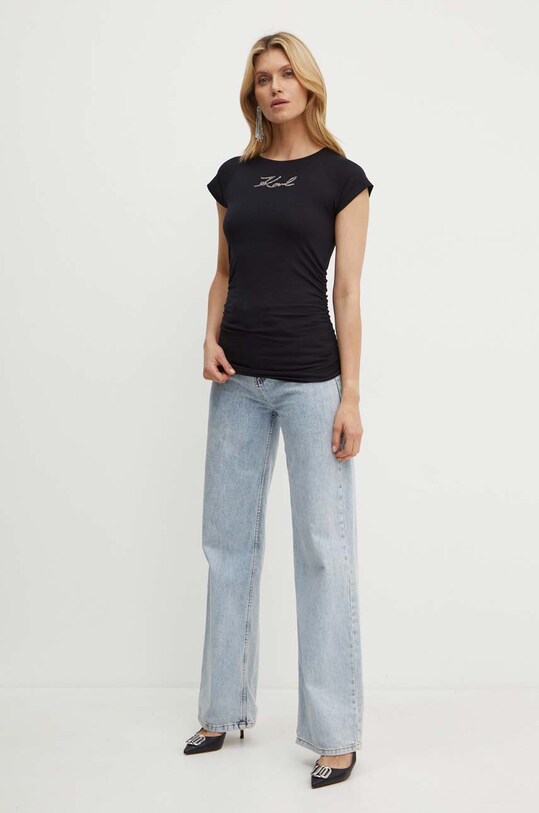Karl Lagerfeld t-shirt 245W1700 czarny AW24