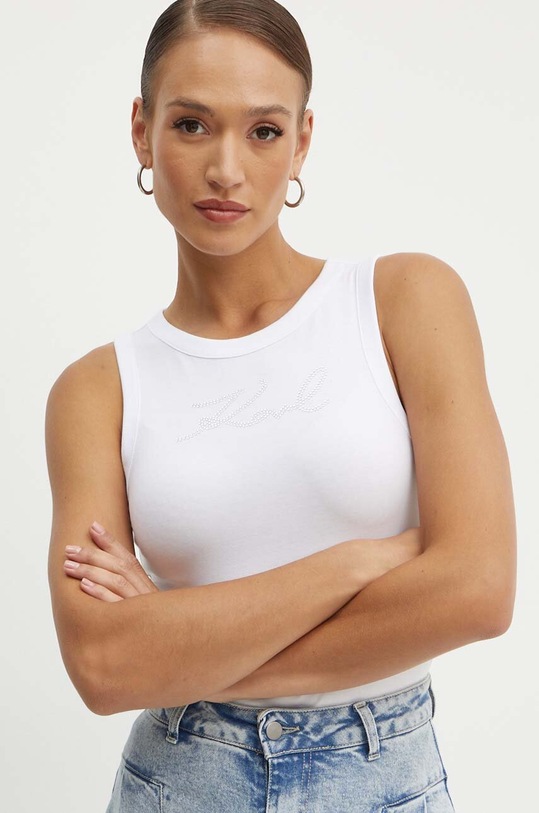 Karl Lagerfeld top imprimeu alb 245W1702