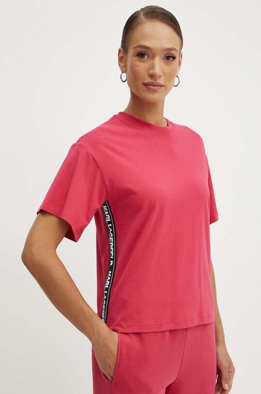 Karl Lagerfeld t-shirt bawełniany aplikacja czerwony 245W1703