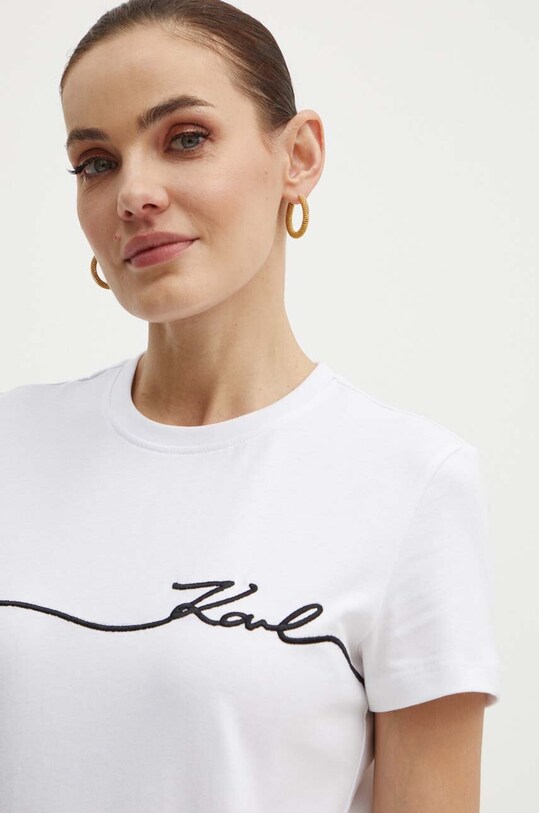 Karl Lagerfeld tricou din bumbac alb 245W1706